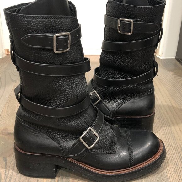 Coach Moto Buckle Boots - Black Pebble Leather - Size 8.5 - Picture 2 of 7